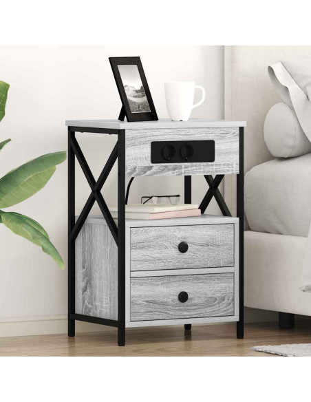Armadio da Notte con cassetto Grigio sonoma 40 x 31 x 60 cm