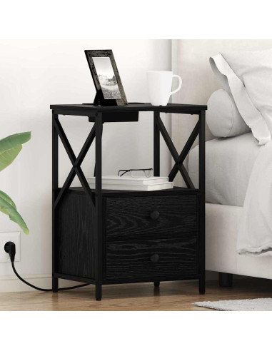 Armadio da Notte Rovere Nero 40 x 31 x 60 cm Legno multistrato