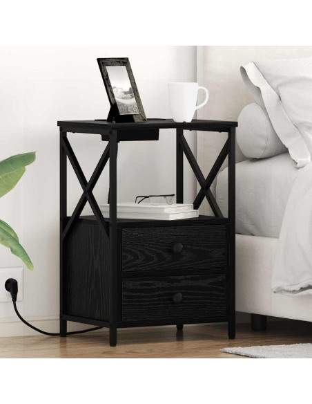 Armadio da Notte Rovere Nero 40 x 31 x 60 cm Legno multistrato