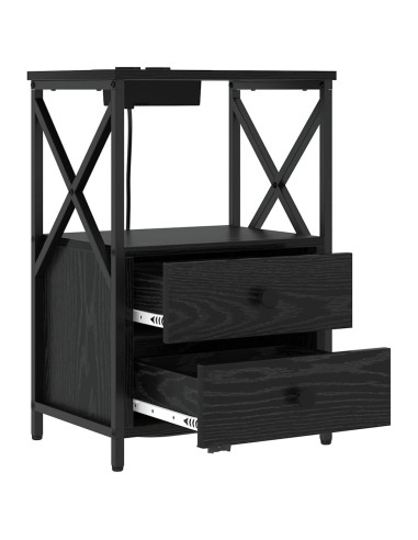 Armadio da Notte Rovere Nero 40 x 31 x 60 cm Legno multistrato