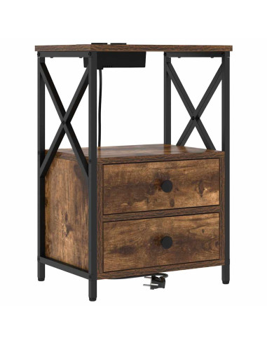 Armadio da Notte con cassetto 2 pcs Rovere fumé 40 x 31 x 60 cm