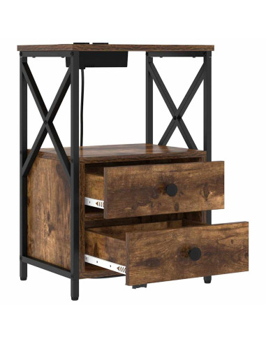 Armadio da Notte con cassetto 2 pcs Rovere fumé 40 x 31 x 60 cm