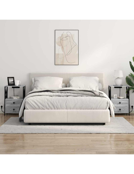 Comò con stazione di ricarica con cassetto 2 pcs Grigio sonoma