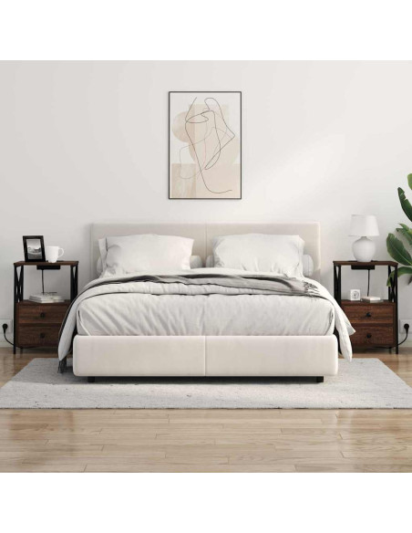 Comò con stazione di ricarica con cassetto 2 pcs Rovere marrone