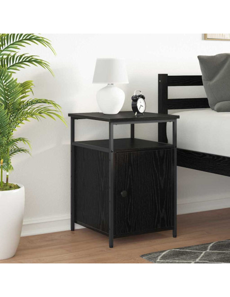 Armadio da Notte 2 pcs Rovere nero Legno multistrato