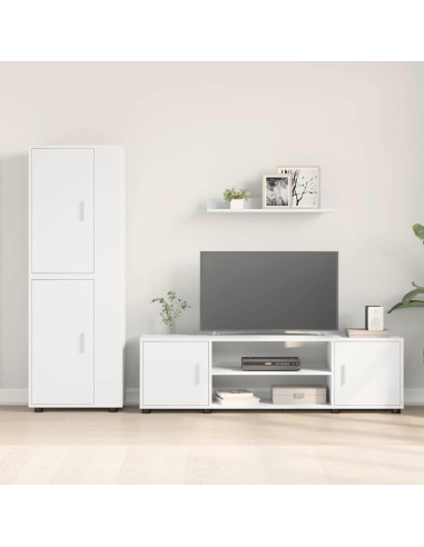 Set mobile TV Montaggio a parete 4 pcs Bianco Legno multistrato