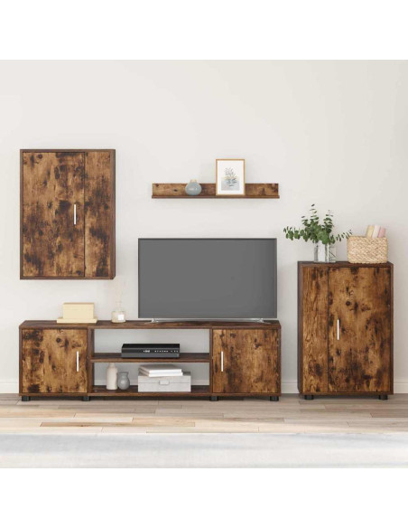 Set di mobile TV da 4 pezzi 4 pcs Rovere affumicato