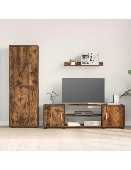 Set di mobile TV da 4 pezzi 4 pcs Rovere affumicato