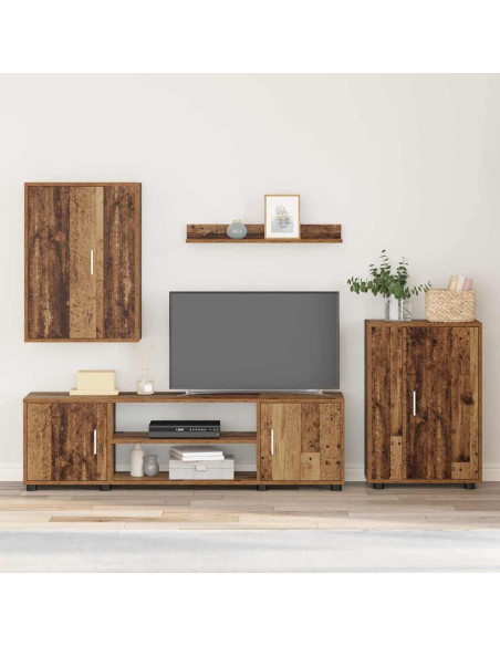 Set di mobile TV da 4 pezzi 4 pcs Legno antico