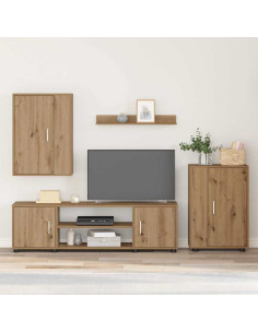 Set mobile TV 4 pcs Rovere artigianale Legno multistrato 2