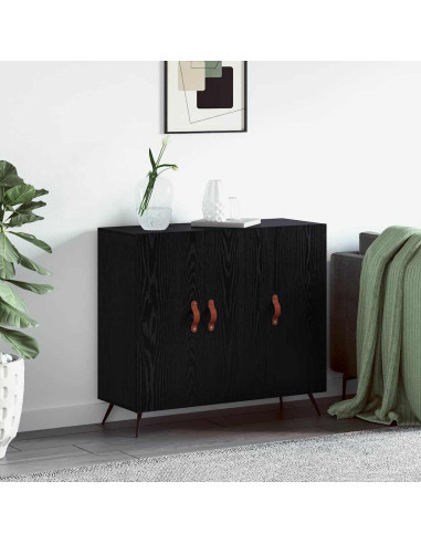 Credenza Rovere Nero 89,5 x 34 x 80 cm Legno multistrato