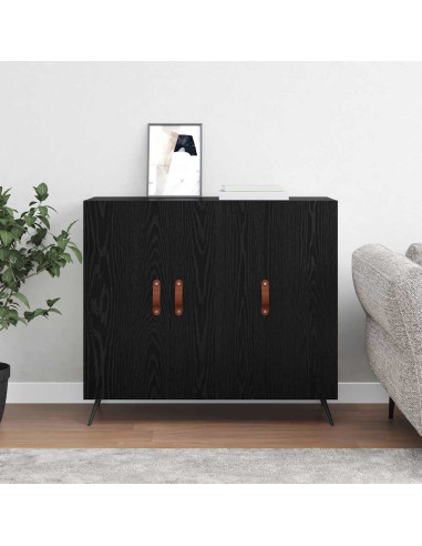 Credenza Rovere Nero 89,5 x 34 x 80 cm Legno multistrato