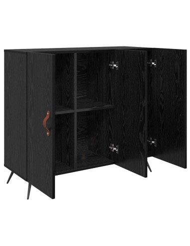 Credenza Rovere Nero 89,5 x 34 x 80 cm Legno multistrato