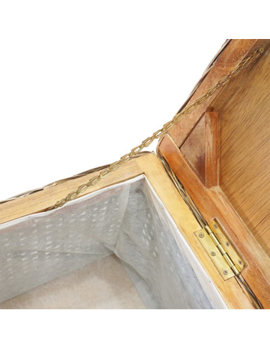 Portaoggetti 110 cm Rattan Kubu Naturale e Legno Massello Mogano