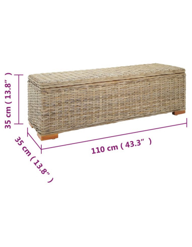 Portaoggetti 110 cm Rattan Kubu Naturale e Legno Massello Mogano