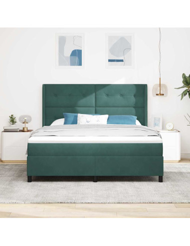 Letto a molle con materasso Verde Scuro 180 x 200 cm Velluto