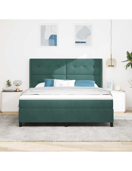 Letto a molle con testiera Verde scuro 180 x 200 cm Velluto