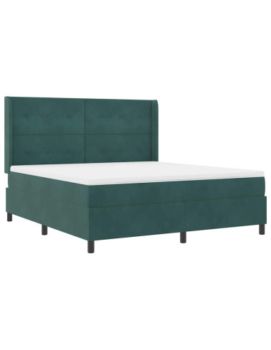 Letto a molle con materasso Verde Scuro 180 x 200 cm Velluto