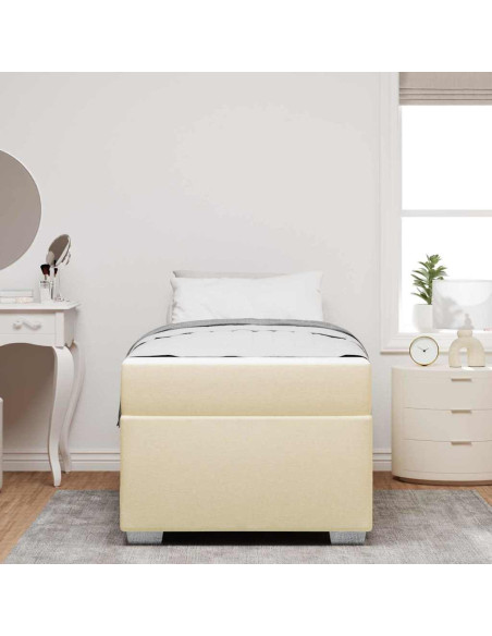 Struttura del letto con materasso Crema 100 x 200 cm Tessuto