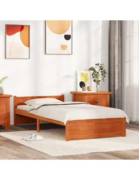 Struttura del letto con testiera Cera marrone 90 x 190 cm