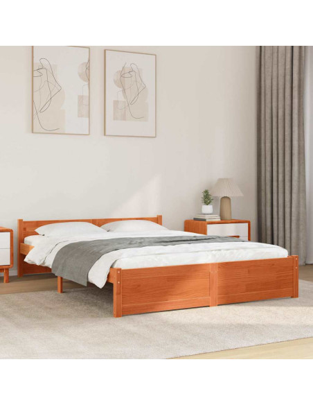 Struttura del letto con testiera Cera marrone 140 x 200 cm