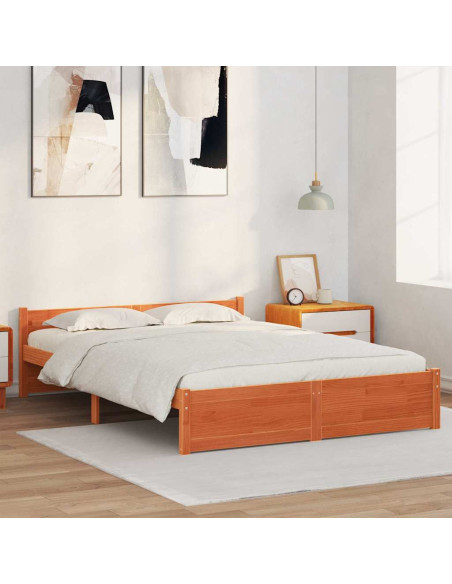 Struttura del letto con testiera Cera marrone 150 x 200 cm