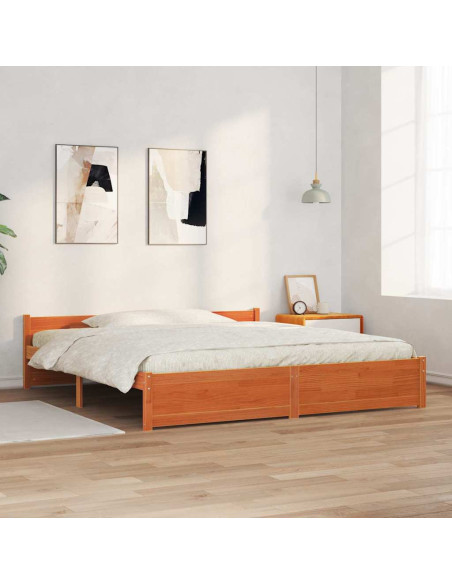 Struttura del letto con testiera Cera marrone 180 x 200 cm