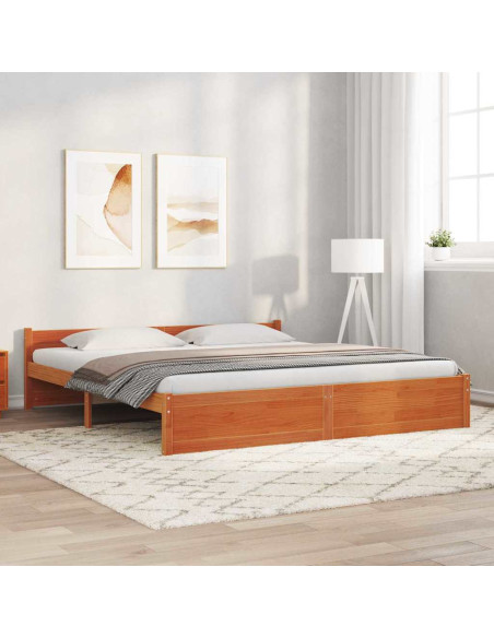Struttura del letto con testiera Cera marrone 200 x 200 cm
