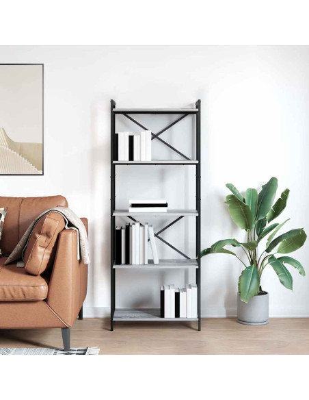 Libreria Grigio sonoma 60 x 30 x 155 cm Legno multistrato