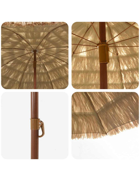 Ombrellone da Spiaggia Marrone Ø 265 x 267 cm Acciaio