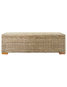 Portaoggetti 110 cm Rattan Kubu Naturale e Legno Massello Mogano
