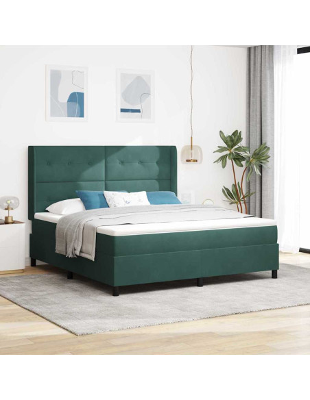 Letto a molle con testiera Verde scuro 180 x 200 cm Velluto