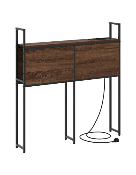 Testiera con Stazione di Carica e Storage Rovere marrone 75 cm