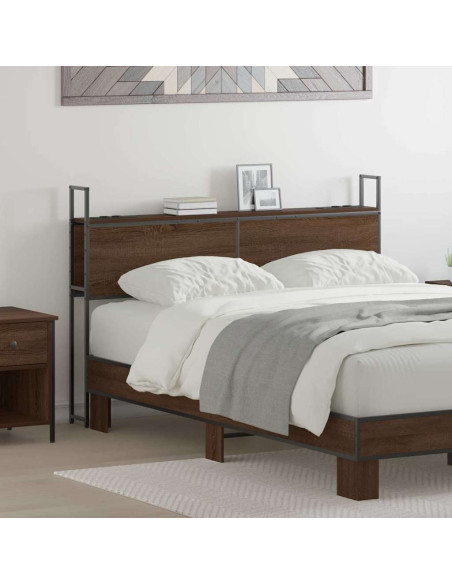 Testiera con Stazione di Carica e Storage Rovere marrone 150 cm