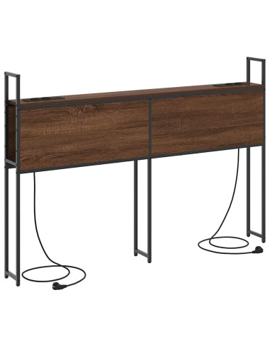 Testiera con Stazione di Carica e Storage Rovere marrone 150 cm
