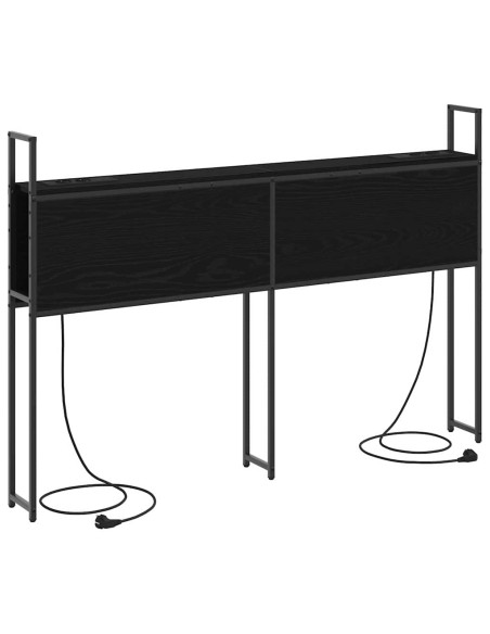 Testiera con Stazione di Carica e Storage Rovere nero 150 cm
