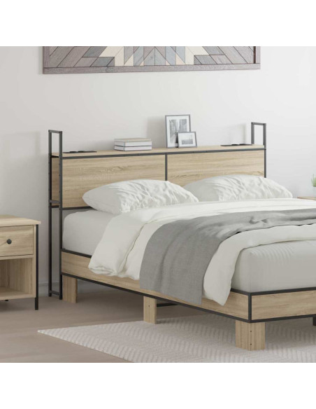 Testiera con Stazione di Carica e Storage rovere sonoma 150 cm