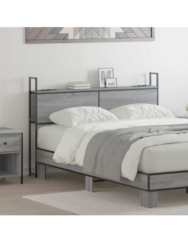 Testiera con Stazione di Carica e Storage Grigio sonoma 150 cm