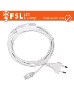 BIANCO CAVO SPINA 1M PER STRISCE LED220V CON INTERRUTTORE