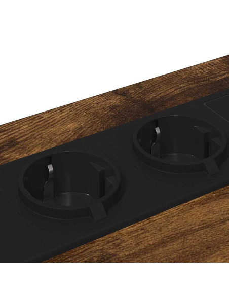Comò con stazione di ricarica con cassetto 2 pcs Rovere fumo