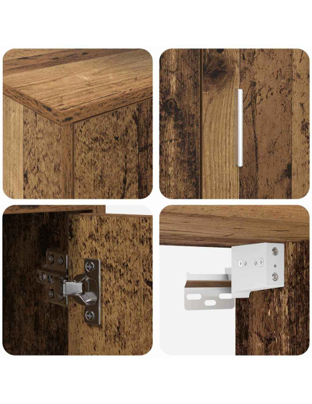 Set di mobile TV da 4 pezzi 4 pcs Legno antico