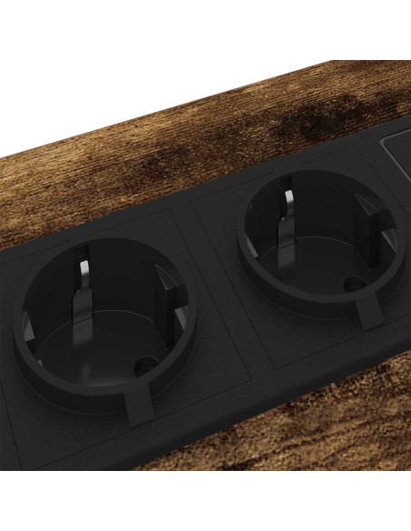Comò con stazione di ricarica Rovere fumo Legno multistrato