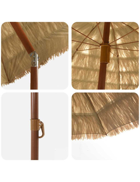 Ombrellone da Spiaggia Marrone Ø 206 x 209.5 cm Acciaio