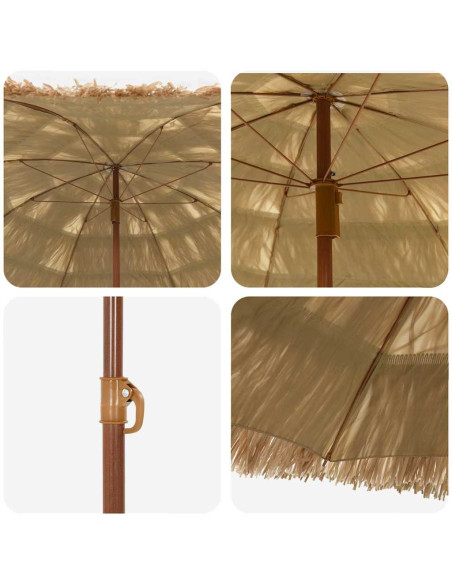 Ombrellone da Spiaggia Marrone Ø 160 x 196 cm Acciaio