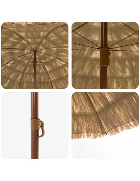 Ombrellone da Spiaggia Marrone Ø 206 x 209.5 cm Acciaio