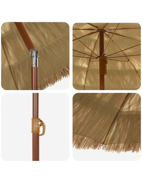 Ombrellone da Spiaggia Marrone Ø 160 x 196 cm Acciaio
