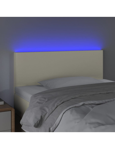 Testiera Crema a LED 80x5x78/88 cm in Similpelle