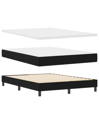Letto a molle con materasso Nero 160 x 200 cm Tessuto
