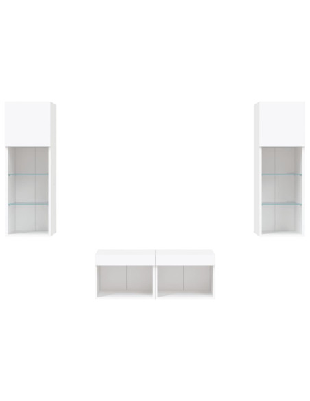 Mobili TV a Muro 4pz con Luci LED Bianchi