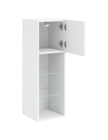 Mobili Porta TV con Luci LED 2 pz Bianchi 30,5x30x90 cm